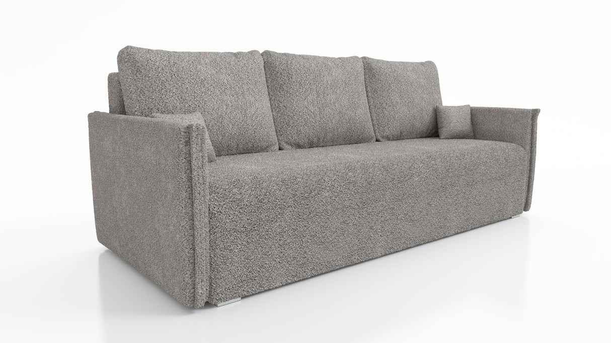 NIEUW! Slaapbank BIANCA 207CM BONELL VEREN + SCHUIM BOUCLE STOF / KLEURKEUZE