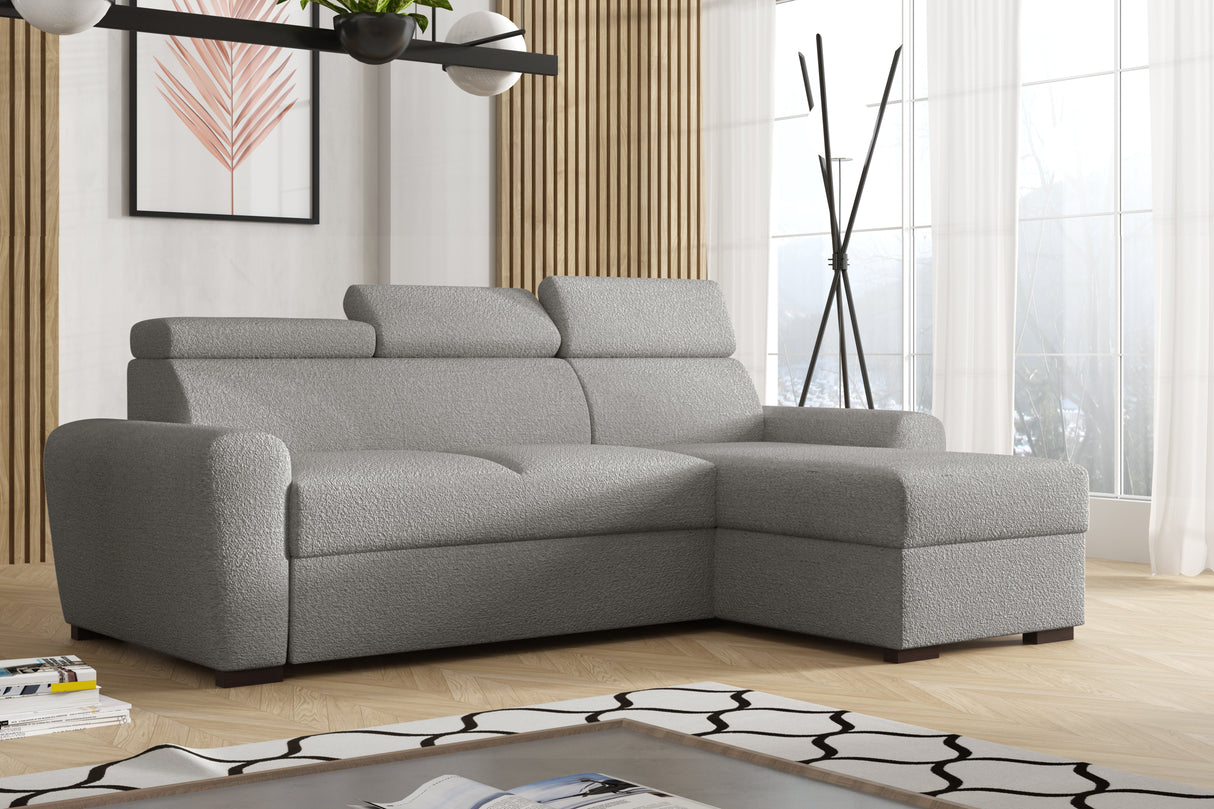 UNIWERSALNY NAROŻNIK LAMBI 249CM TKANINA BOUCLE REGULOWANY ZAGŁÓWEK *WYBÓR KOLORÓW* / SPRĘŻYNY + PIANKA