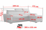 UNIWERSALNY NAROŻNIK LAMBI 249CM TKANINA BOUCLE REGULOWANY ZAGŁÓWEK *WYBÓR KOLORÓW* / SPRĘŻYNY + PIANKA