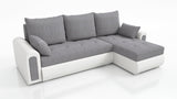 UNIVERSAL ECKSOFA BETT ECO 240CM GRAU/WEISS KUNSTLEDER BERLIN 01 / MADRYT 920 2X STAURAUM