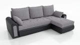 UNIVERSAL ECKSOFA BETT ECO 240CM GRAU/SCHWARZ KUNSTLEDER BERLIN 01 / MADRYT 9100 2X STAURAUM