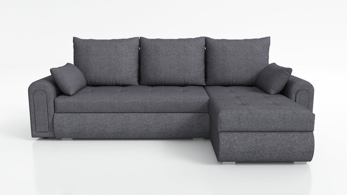 UNIVERSAL ECKSOFA BETT ECO 240CM GRAU SAWANA 05 2X STAURAUM
