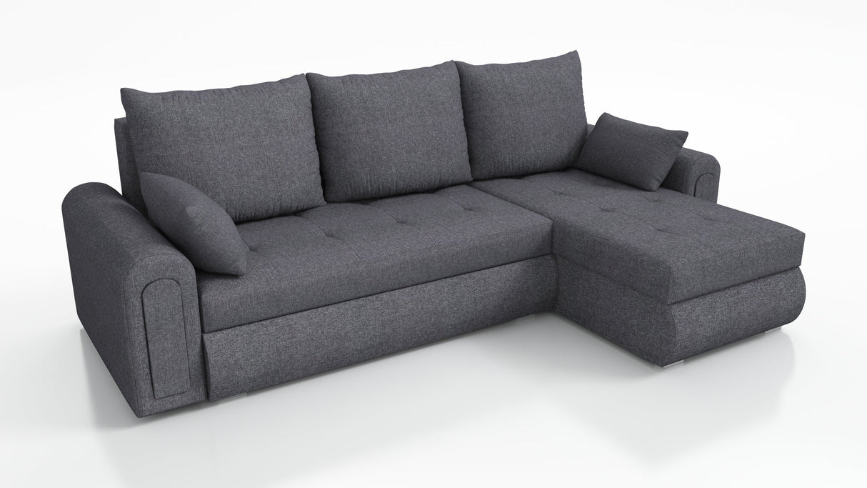 UNIVERSAL ECKSOFA BETT ECO 240CM GRAU SAWANA 05 2X STAURAUM