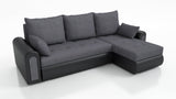 UNIVERSAL ECKSOFA BETT ECO 240CM GRAU / SCHWARZ KUNSTLEDER SAWANA 05 / MADRYT 9100 2X STAURAUM