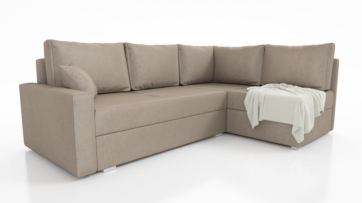 ECKSOFA BETT FINO 228CM + PASSENDER HOCKER / FEDERN + SCHAUMSTOFF
