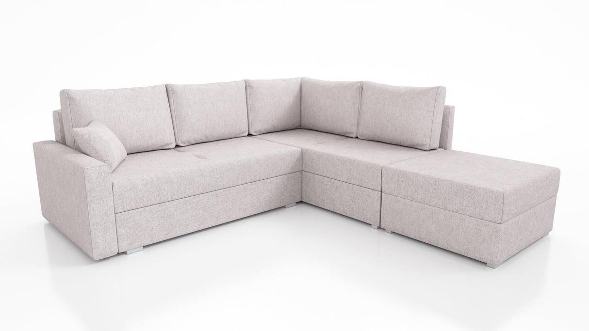 ECKSOFA BETT FINO 228CM + PASSENDER HOCKER / FEDERN + SCHAUMSTOFF