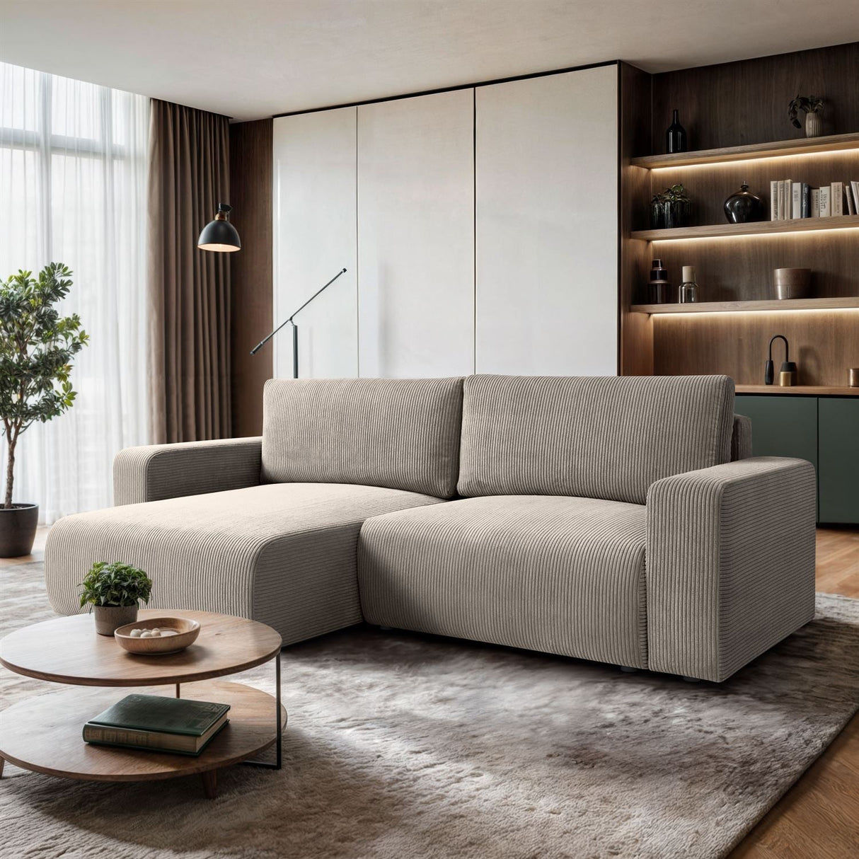 ECKSOFA BETT OPTI 247CM FEDERN + SCHAUM