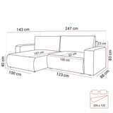ECKSOFA BETT OPTI 247CM FEDERN + SCHAUM