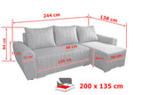 ECKSOFA BETT MALIBU 248CM MALMO 37/ UNIVERSAL RECHTE/LINKE ECKE / SCHAUMSTOFF