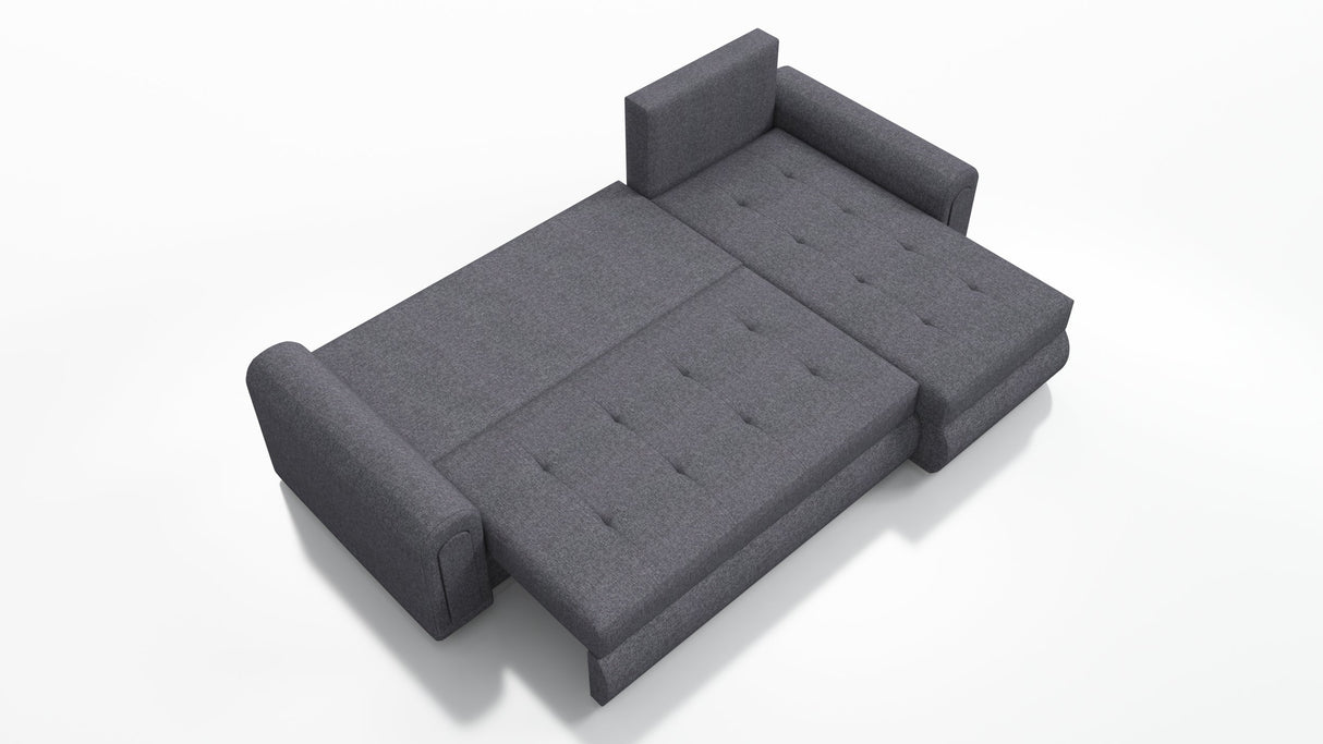 UNIVERSAL ECKSOFA BETT ECO 240CM GRAU SAWANA 21 2X STAURAUM