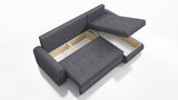 UNIVERSAL ECKSOFA BETT ECO 240CM GRAU/SCHWARZ KUNSTLEDER BERLIN 01 / MADRYT 9100 2X STAURAUM