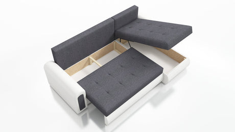 UNIVERSAL ECKSOFA BETT ECO 240CM GRAU SAWANA 21 2X STAURAUM
