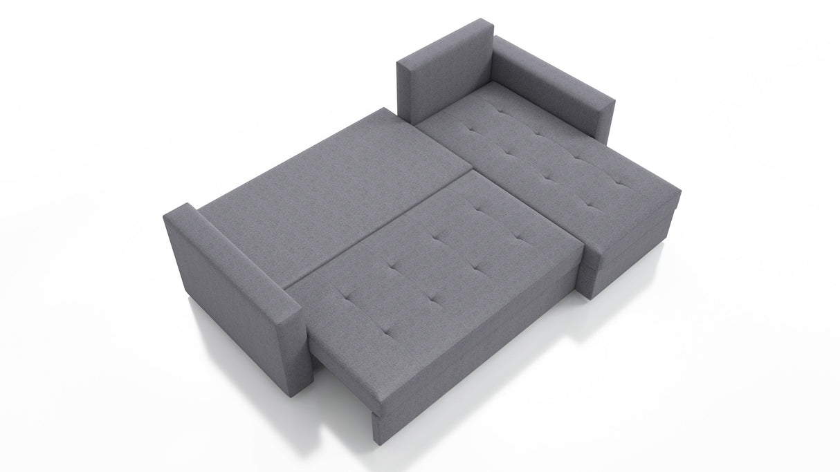 UNIWERSALNA ROZKŁADANA SOFA NAROŻNA LOTUS 229CM ŻÓŁTA KRONOS 01 2X MIEJSCE DO PRZECHOWYWANIA / PIANKA 2X MIEJSCE DO PRZECHOWYWANIA