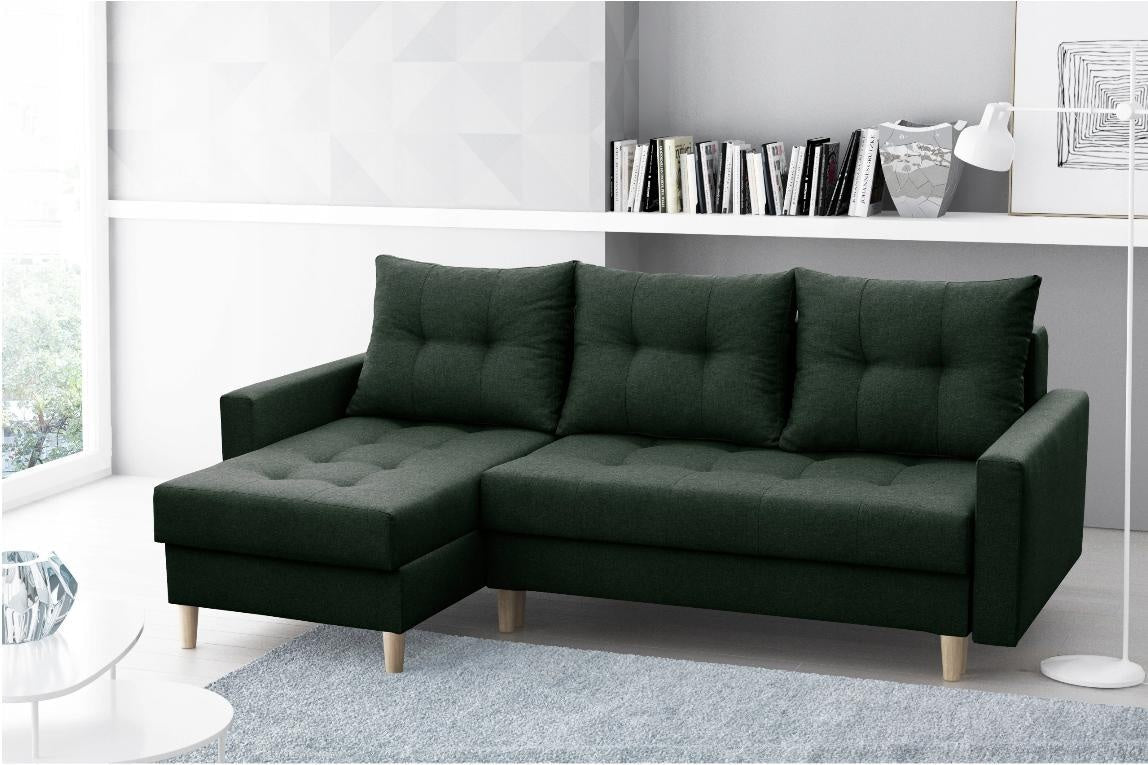 ECKSOFA BETT BRIAN 222x140CM 2X STAURAUM  Universal  ECKE RECHTS/LINKS  / BONELLFEDERN + SCHAUMSTOFF