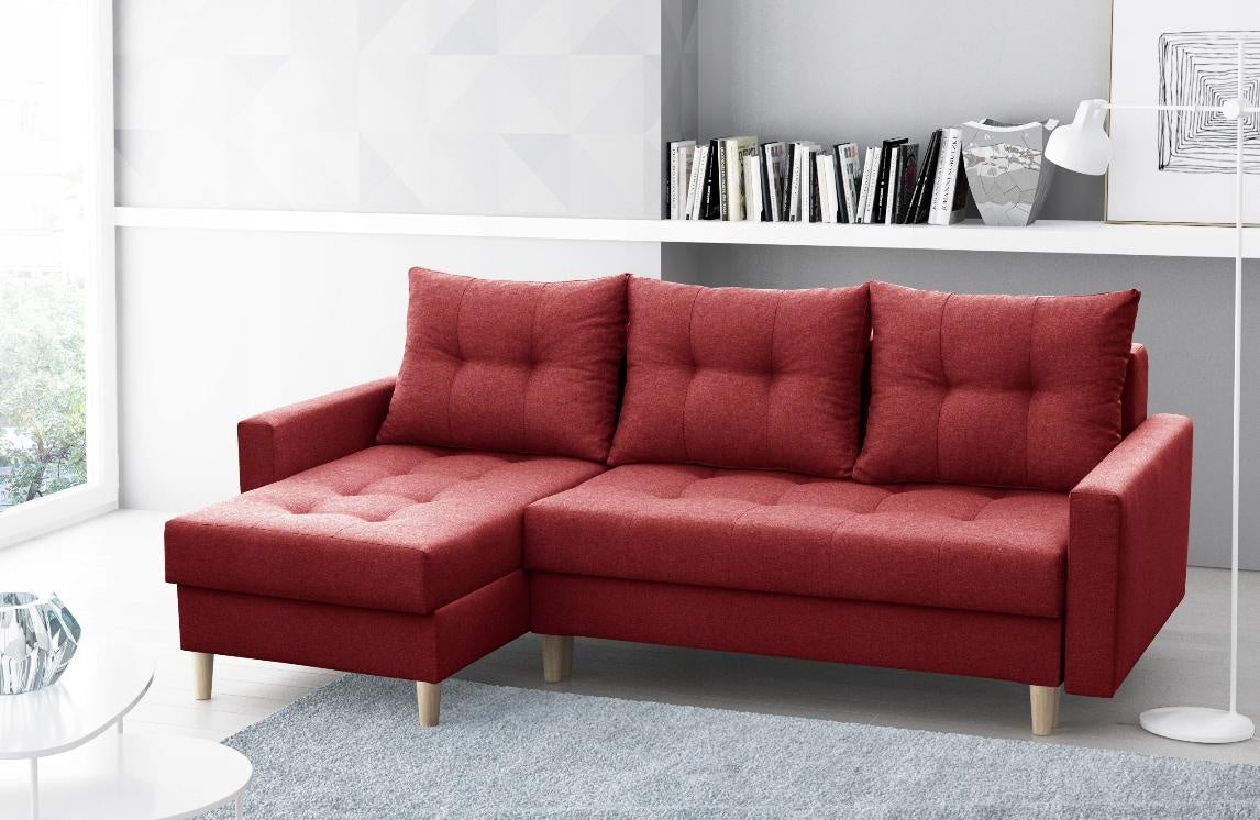 ECKSOFA BETT BRIAN 222x140CM 2X STAURAUM  Universal  ECKE RECHTS/LINKS  / BONELLFEDERN + SCHAUMSTOFF