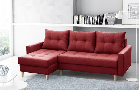 ECKSOFA BETT BRIAN 222x140CM 2X STAURAUM  Universal  ECKE RECHTS/LINKS  / BONELLFEDERN + SCHAUMSTOFF
