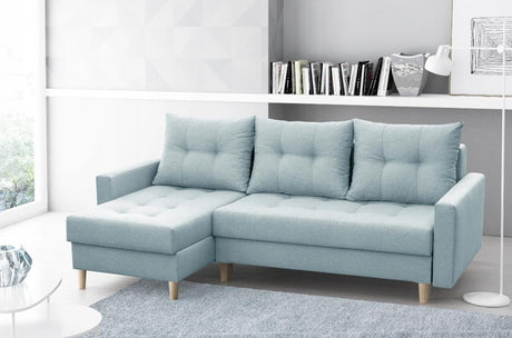 ECKSOFA BETT BRIAN 222x140CM 2X STAURAUM  Universal  ECKE RECHTS/LINKS  / BONELLFEDERN + SCHAUMSTOFF