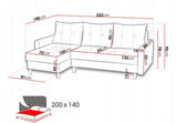 ECKSOFA BETT BRIAN 222x140CM 2X STAURAUM  Universal  ECKE RECHTS/LINKS  / BONELLFEDERN + SCHAUMSTOFF
