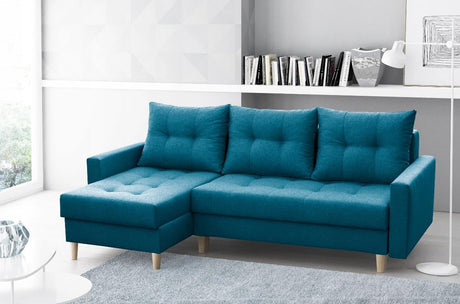 ECKSOFA BETT BRIAN 222x140CM 2X STAURAUM  Universal  ECKE RECHTS/LINKS  / BONELLFEDERN + SCHAUMSTOFF