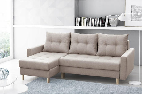 ECKSOFA BETT BRIAN 222x140CM 2X STAURAUM  Universal  ECKE RECHTS/LINKS  / BONELLFEDERN + SCHAUMSTOFF