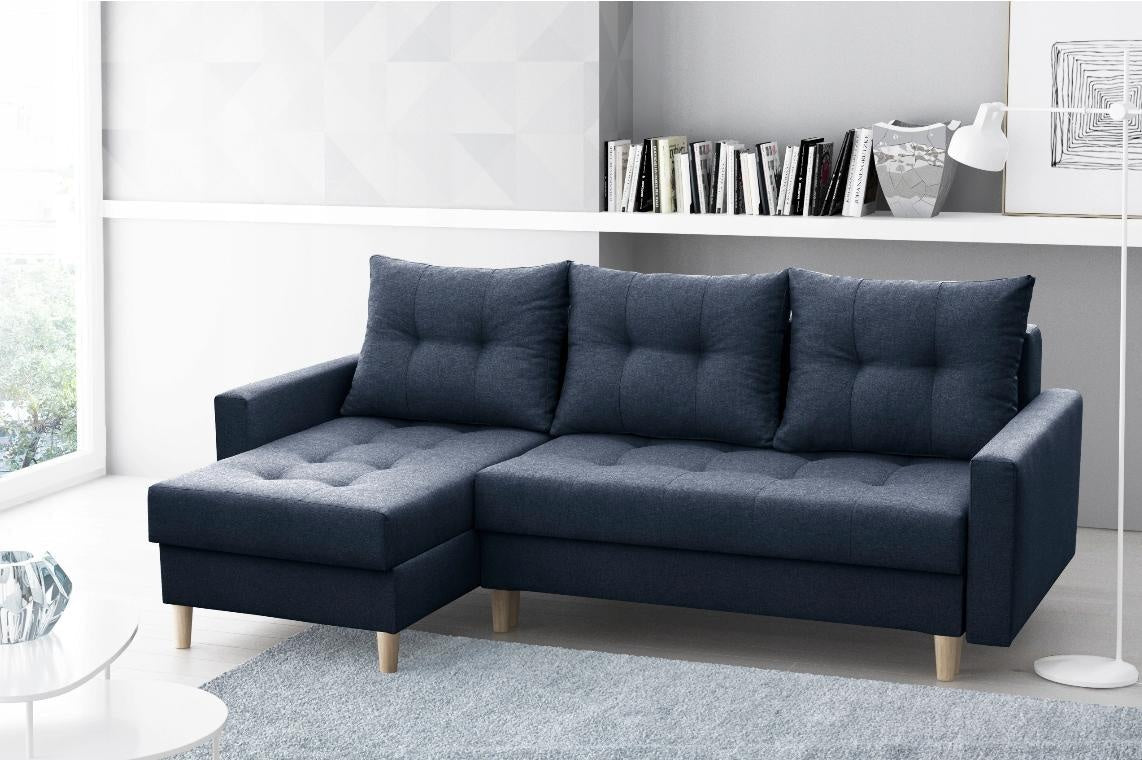 ECKSOFA BETT BRIAN 222x140CM 2X STAURAUM  Universal  ECKE RECHTS/LINKS  / BONELLFEDERN + SCHAUMSTOFF
