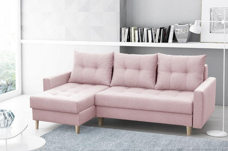 ECKSOFA BETT BRIAN 222x140CM 2X STAURAUM  Universal  ECKE RECHTS/LINKS  / BONELLFEDERN + SCHAUMSTOFF