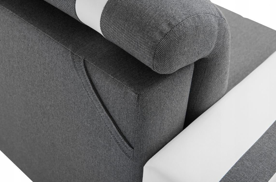 ECKSOFA BETT DINA 236CM 2X STAURAUM GRAU/SCHWARZ INARI 91/1114 UNIVERSALE ECKE RECHTS/LINKS ECKE / BONELLFEDERN + SCHAUMSTOFF