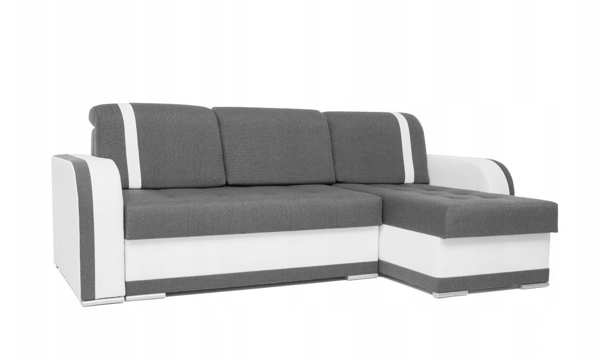 ECKSOFA BETT DINA 236CM 2X STAURAUM GRAU/SCHWARZ INARI 91/1114 UNIVERSALE ECKE RECHTS/LINKS ECKE / BONELLFEDERN + SCHAUMSTOFF