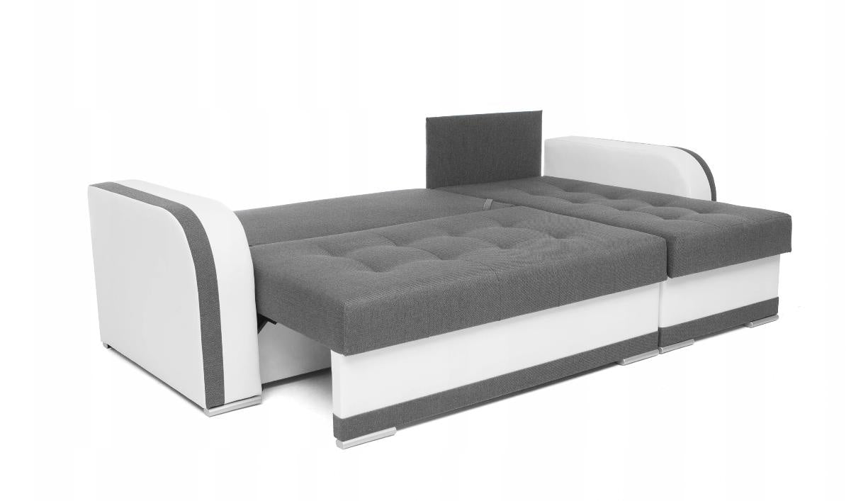 ECKSOFA BETT DINA 236CM 2X STAURAUM GRAU/SCHWARZ INARI 91/1114 UNIVERSALE ECKE RECHTS/LINKS ECKE / BONELLFEDERN + SCHAUMSTOFF