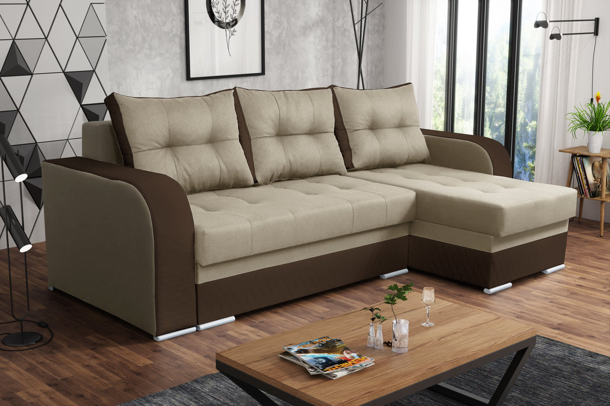 ECKSOFA BETT SAM TWIST 2 / 1116 BRAUN 236CM 2X STAURAUM UNIVERSAL RECHTE/LINKE ECKE / BONELLFEDERN + SCHAUMSTOFF