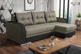 ECKSOFA BETT SAM TWIST 3 / BRAUN 236CM 2X STAURAUM universal RECHTE/LINKE ECKE / BONELLFEDERN + SCHAUMSTOFF