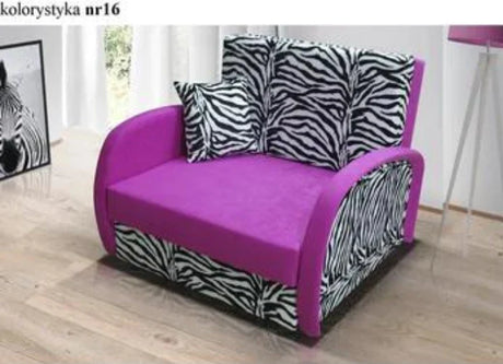 SINGLE SOFA BED SUZIE 97CM PINK ZEBRA / FOAM