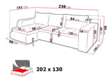 ECKSOFA BETT NIKO LAWA 6 / SOFT 17 238CM / FEDERN + SCHAUM