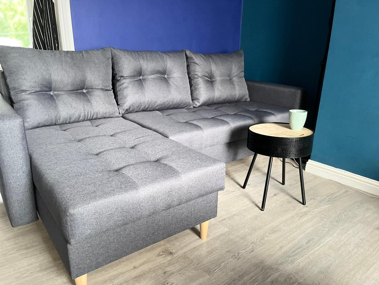 ECKSOFA BETT BRIAN 2X STAURAUM MALMO 95 222x140cm universal RECHTE/LINKE ECKE / BONELLFEDERN + SCHAUMSTOFF