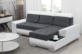 ECKSOFA BETT LONDON 2315/W53 252CM 2X STAURAUM FLECKENBESTÄNDIGER LEICHT ZU REINIGENDER STOFF / BONELLFEDERN + SCHAUMSTOFF