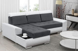 ECKSOFA BETT LONDON 2315/W53 252CM 2X STAURAUM FLECKENBESTÄNDIGER LEICHT ZU REINIGENDER STOFF / BONELLFEDERN + SCHAUMSTOFF
