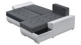 ECKSOFA BETT LONDON 2315/W53 252CM 2X STAURAUM FLECKENBESTÄNDIGER LEICHT ZU REINIGENDER STOFF / BONELLFEDERN + SCHAUMSTOFF