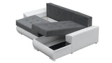ECKSOFA BETT LONDON 2309/1114/60 252CM 2X STAURAUM FLECKENRESISTENTER EINFACH ZU REINIGENDER STOFF / BONELLFEDERN + SCHAUMSTOFF