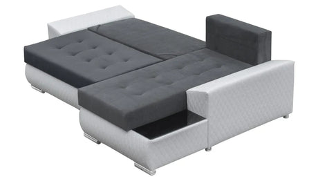 ECKSOFA BETT LONDON 2303/1116/60 252CM 2X STAURAUM FLECKENRESISTENTER LEICHT ZU REINIGENDER STOFF / BONELLFEDERN + SCHAUMSTOFF