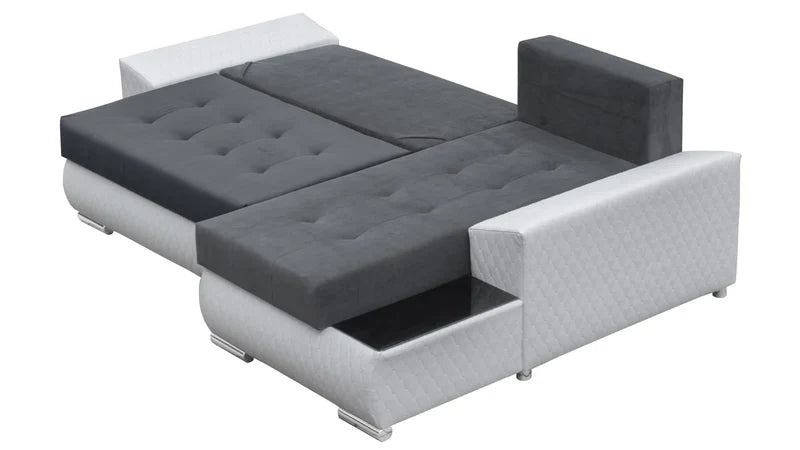 ECKSOFA BETT LONDON 2315/1132/60 252CM 2X STAURAUM FLECKENRESISTENTER LEICHT ZU REINIGENDER STOFF / BONELLFEDERN + SCHAUM
