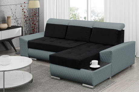 ECKSOFA BETT LONDON 2316/1132 252CM 2X STAURAUM FLECKENRESISTENTER LEICHT ZU REINIGENDER STOFF / BONELLFEDERN + SCHAUM