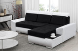ECKSOFA BETT LONDON 2316/1115/60 252CM 2X STAURAUM FLECKENRESISTENTER LEICHT ZU REINIGENDER STOFF / BONELLFEDERN + SCHAUMSTOFF