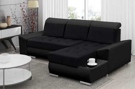 ECKSOFA BETT LONDON 2316/1114/60 252CM 2X STAURAUM FLECKSCHUTZ LEICHT ZU REINIGENDER STOFF / BONELLFEDERN + SCHAUMSTOFF