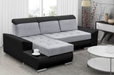 ECKSOFA BETT LONDON 2314/1114/60 252CM 2X STAURAUM FLECKENBESTÄNDIGER EINFACH ZU REINIGENDER STOFF / BONELLFEDERN + SCHAUMSTOFF