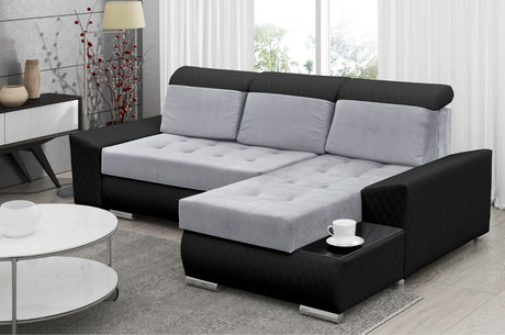 ECKSOFA BETT LONDON 2314/1114/60 252CM 2X STAURAUM FLECKENBESTÄNDIGER EINFACH ZU REINIGENDER STOFF / BONELLFEDERN + SCHAUMSTOFF