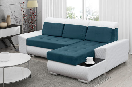 ECKSOFA BETT LONDON 2313/1115/60 252CM 2X STAURAUM FLECKENRESISTENTER LEICHT ZU REINIGENDER STOFF / BONELLFEDERN + SCHAUMSTOFF