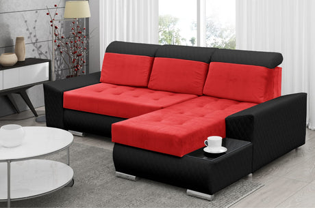 ECKSOFA BETT LONDON 2309/1114/60 252CM 2X STAURAUM FLECKENRESISTENTER EINFACH ZU REINIGENDER STOFF / BONELLFEDERN + SCHAUMSTOFF