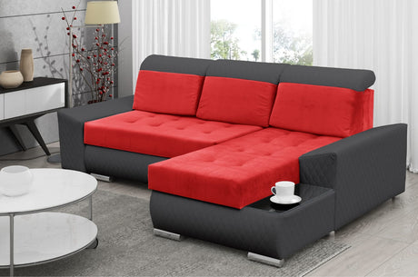 ECKSOFA BETT LONDON 2309/20/60 252CM 2X STAURAUM FLECKENRESISTENTER EINFACH ZU REINIGENDER STOFF / BONELLFEDERN + SCHAUMSTOFF