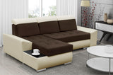 ECKSOFA BETT LONDON 2308/1124/60 252CM 2X STAURAUM FLECKENRESISTENTER EINFACH ZU REINIGENDER STOFF / BONELLFEDERN + SCHAUMSTOFF