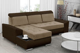 ECKSOFA BETT LONDON 2303/1116/60 252CM 2X STAURAUM FLECKENRESISTENTER LEICHT ZU REINIGENDER STOFF / BONELLFEDERN + SCHAUMSTOFF